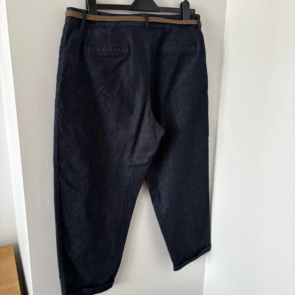 Zara Z1975 Braided‎ Belt Chino Denim Pants Size US 14 NWT